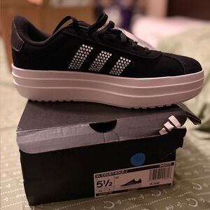 Adidas Women's Black and White Platform Sneakers
